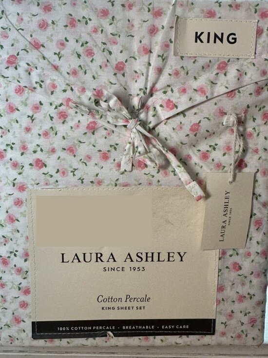 Laura Ashley Other - NWT - Laura Ashley King Sheet Set Bessie Pink 4pc Cottage Farmhouse Pink Roses